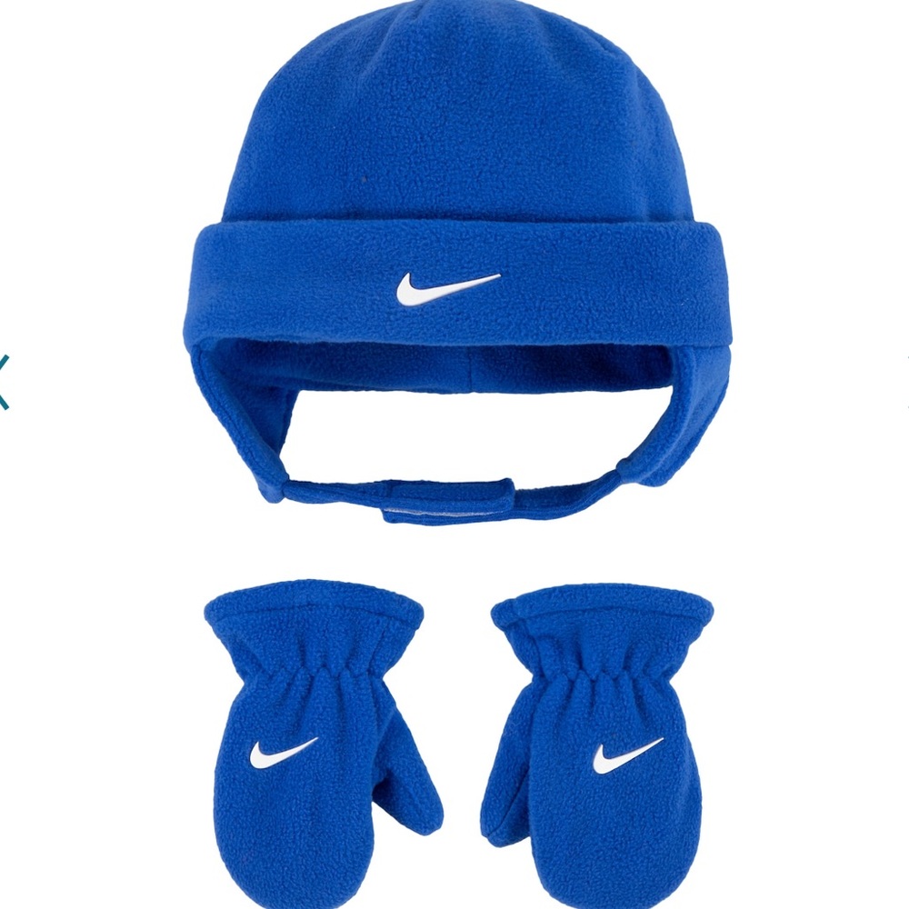 Nike royal blue hat and mittens sizes 2T/4T